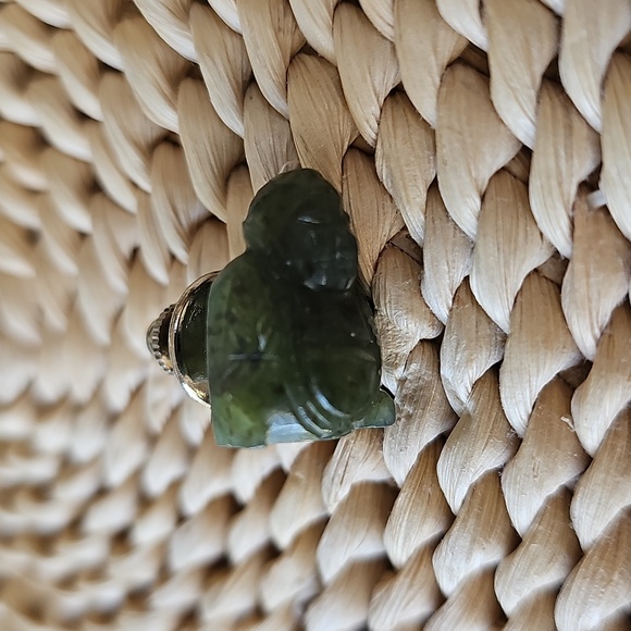 Vintage Jade Buddha Tie Tack Pin - Picture 6 of 10